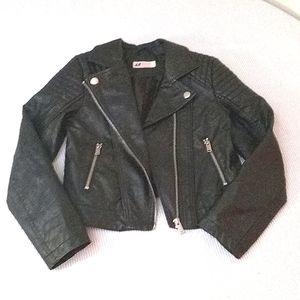 NWOT Boys 9-10Y Black Leather Moto Jacket by H&M